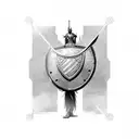 A depiction of a warrior holding a shield to protect their family tattoo design idea