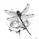 Dragonfly white rose tattoo design idea