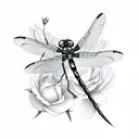 Dragonfly white rose tattoo design idea