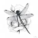 Dragonfly white rose tattoo design idea
