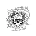 Skull and Roses tattoo design idea