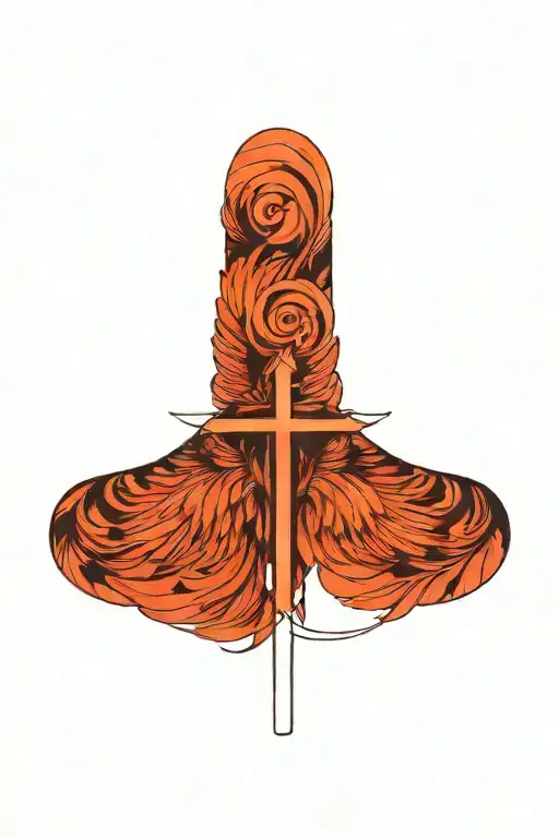 cross with wings tattoo design idea