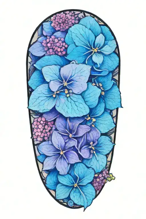 hydrangea flowers intertwined tattoo design idea