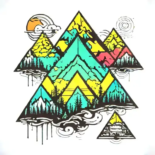 mountain range shaped like a pyramid  tattoo design idea