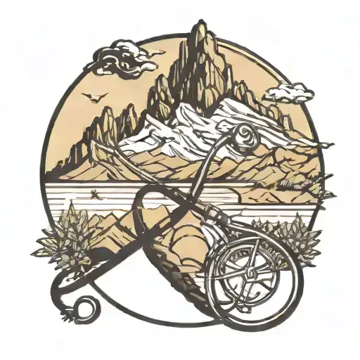 A mountain range silhouette with a stethoscope wrapped around it, representing the client's dual passions for nursing and mountains tattoo design idea