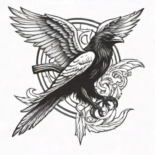 helicopter medic  raven wings  tattoo design idea