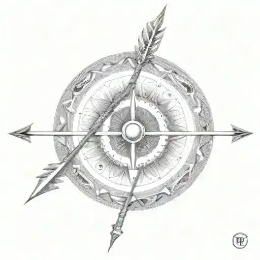 Mahabharat Karna with arrow and sun tattoo design idea