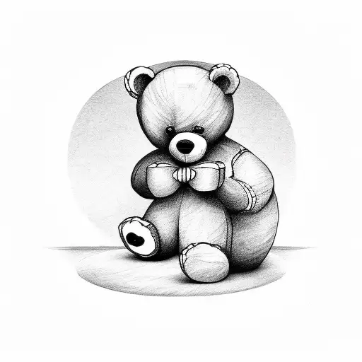 teddy bear with 26 number  tattoo design idea