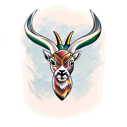 springbok head outline tattoo design idea