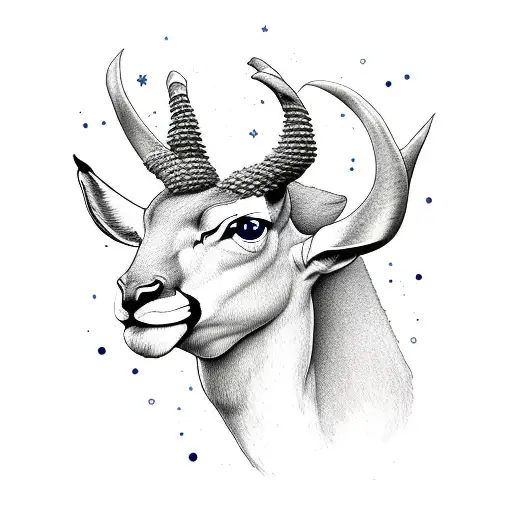 springbok head outline with 4 stars at the bottom tattoo design idea