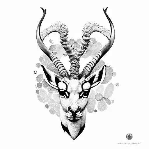 South African springbok head outline tattoo design idea