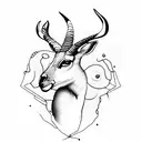South African springbok head outline tattoo design idea