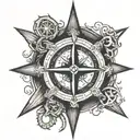 templar cross inside compass tattoo design idea