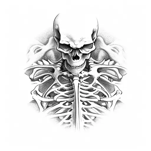 skeleton body beach  tattoo design idea
