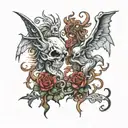 the struggle between good and evil tattoo design idea