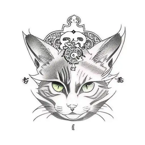 An anime-style tattoo featuring cat ears and Victorian clothing tattoo design idea