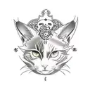 An anime-style tattoo featuring cat ears and Victorian clothing tattoo design idea