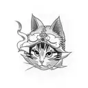 An anime-style tattoo featuring cat ears and Victorian clothing tattoo design idea