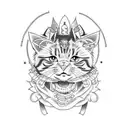 An anime-style tattoo featuring cat ears and Victorian clothing tattoo design idea