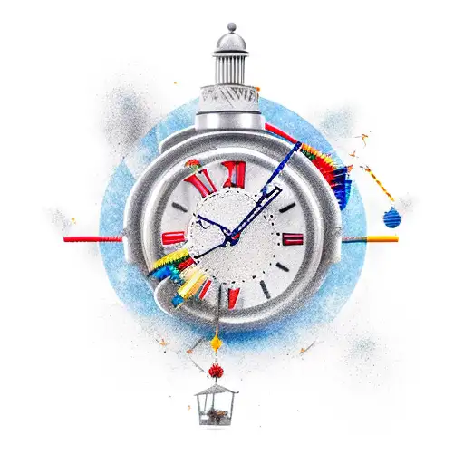 my son jackson and malek with clock and construction thing tattoo design idea