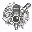 Incorporate a microphone and bullet shell design with subtle BTR and diamond elements tattoo design idea