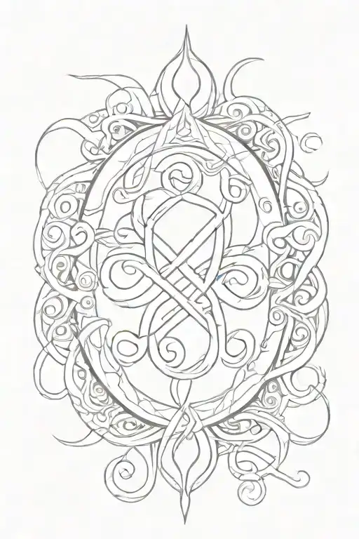 damru and infinity symbol tattoo design idea