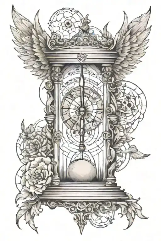 sand clock with wings  tattoo design idea