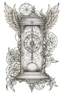 sand clock with wings  tattoo design idea