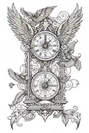 sand clock with wings  tattoo design idea