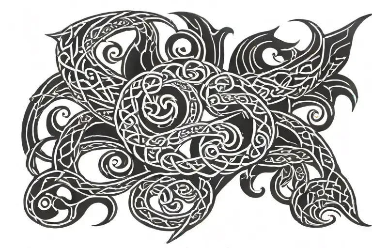 celtic dragon love tribal chest piece tattoo design idea
