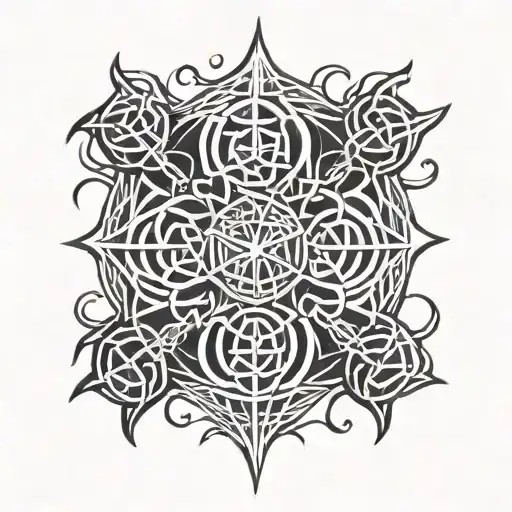 spider web, hearts, celtic knots, creepy tattoo design idea