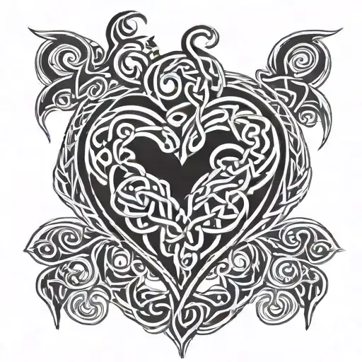 celtic knot heart mythical creature tattoo design idea