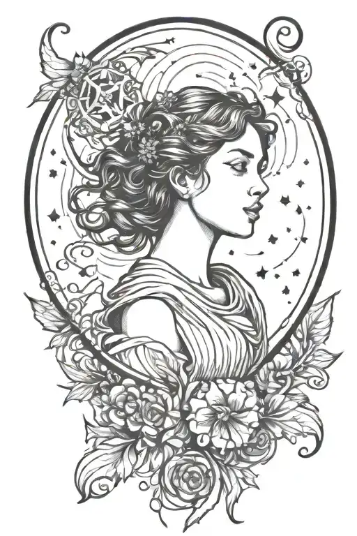 full moon Little Dipper and Venus  tattoo design idea