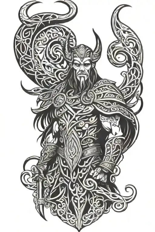 Norse Loki god tattoo design idea
