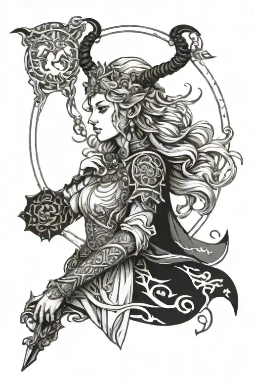 freya norse goddes tattoo design idea