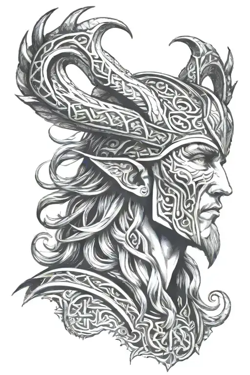 Norse Loki god tattoo design idea
