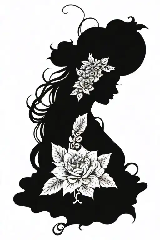 freya goddess with flowers tattoo design idea