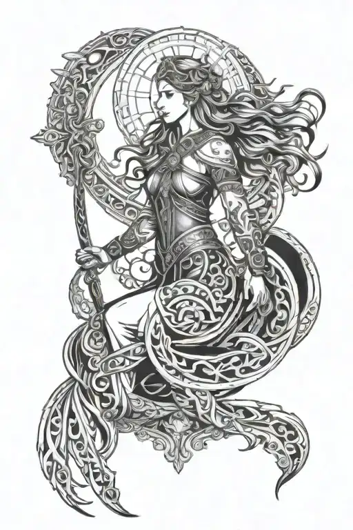freya norse goddes tattoo design idea