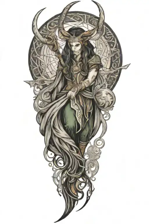 Norse loki ragnarok tattoo design idea