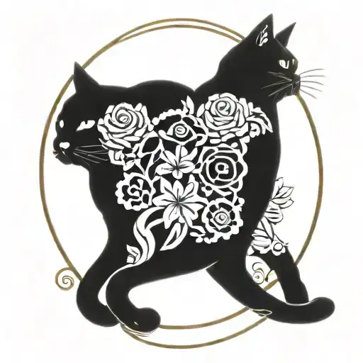 freya in oval with cat tattoo design idea