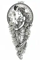 lfull moon freya goddess with daisies tattoo design idea