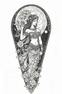 lfull moon freya goddess with daisies tattoo design idea