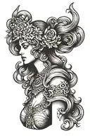 freya goddess bust tattoo design idea