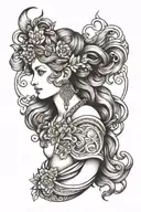 freya goddess bust tattoo design idea