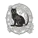 freya in oval with cat tattoo design idea