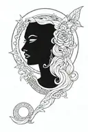 freya bust goddess with full moon tattoo design idea