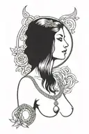 freya bust goddess with full moon tattoo design idea