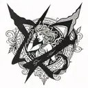 freya goddess and algiz rune tattoo design idea