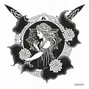 freya goddess and algiz rune tattoo design idea