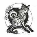 freya in oval with cat tattoo design idea